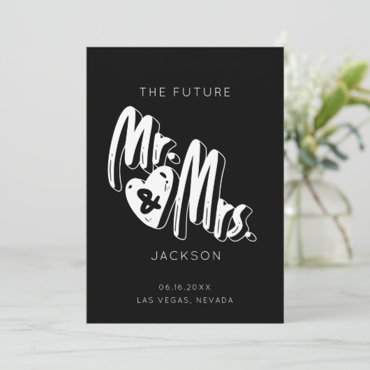 Eenvoudige Typografie Mr Mrs. Foto Wedding Save The Date (Staand voorkant)