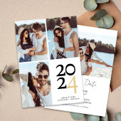 Eenvoudige typografie multi foto bruiloft save the date