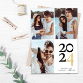 Eenvoudige typografie multi foto bruiloft save the date