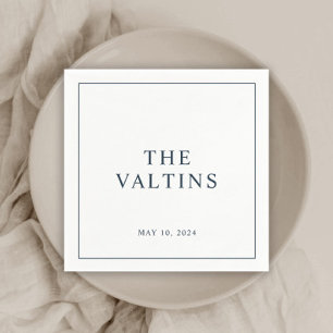 Eenvoudige typografie Navy blauwe trouw servetten