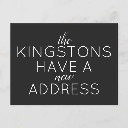 Eenvoudige typografie nieuwe adres verhuis aankond aankondigingskaart (Voorkant)