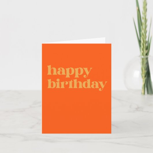Eenvoudige Typografie Oranje en Geel Birthday Kaart (Voorkant)