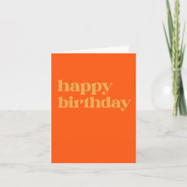 Eenvoudige Typografie Oranje en Geel Birthday Kaart