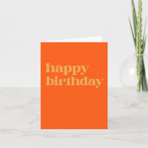 Eenvoudige Typografie Oranje en Geel Birthday Kaart