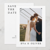 Eenvoudige Typografie Paar Foto Bruiloft Uitnodigi Kaart (Voorkant / Achterkant)