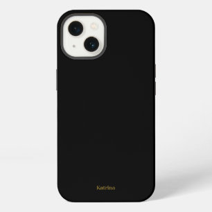 Eenvoudige typografie Persoonlijke naam Zwart Goud iPhone 13 Hoesje
