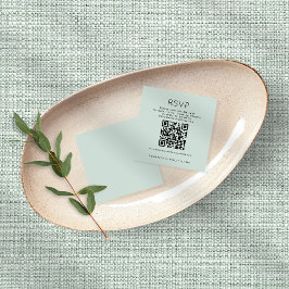 Eenvoudige typografie QR Code Mint Wedding RSVP Informatiekaartje