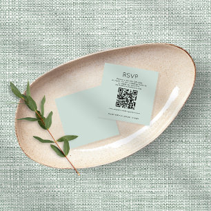 Eenvoudige typografie QR Code Mint Wedding RSVP Informatiekaartje