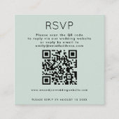 Eenvoudige typografie QR Code Mint Wedding RSVP Informatiekaartje (Voorkant)