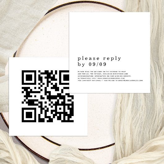 Eenvoudige Typografie QR-code Weddenschap Black Wh Informatiekaartje