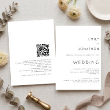 Eenvoudige typografie QR-code zwart-wit bruiloft