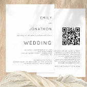 Eenvoudige typografie QR-code zwart-wit bruiloft Kaart