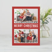 Eenvoudige Typografie Red Merry Kerstfeest Feestdagenkaart (Staand voorkant)