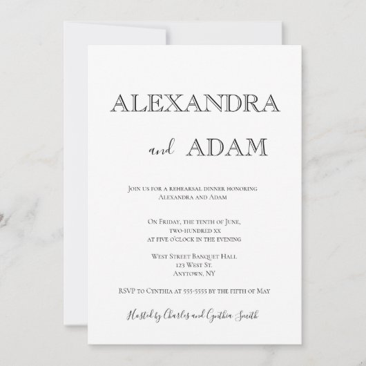 Eenvoudige typografie repetitie diner uitnodiginge kaart (Voorkant)