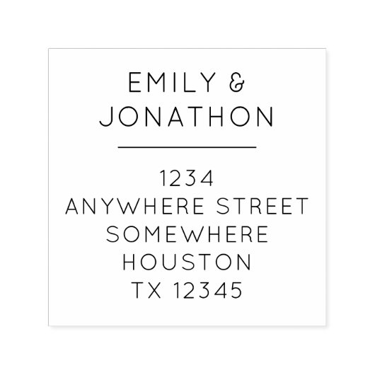 Eenvoudige Typografie Retournaam Adres Vierkant Zelfinktende Stempel (Design)