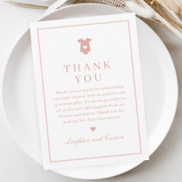 Eenvoudige Typografie Roze Baby shower Bedankkaart