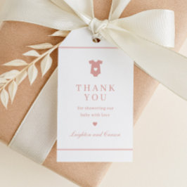 Eenvoudige typografie Roze babyshower bedank je fa Cadeaulabel