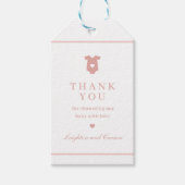 Eenvoudige typografie Roze babyshower bedank je fa Cadeaulabel (Voorkant)