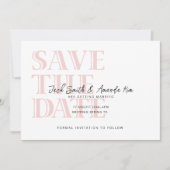 Eenvoudige Typografie Roze Flat Save The Date Kaar (Voorkant)