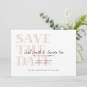 Eenvoudige Typografie Roze Flat Save The Date Kaar (Staand voorkant)