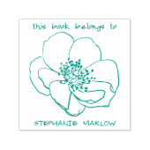 Eenvoudige Typografie Rustic Wildflower Library Bo Zelfinktende Stempel (Design)