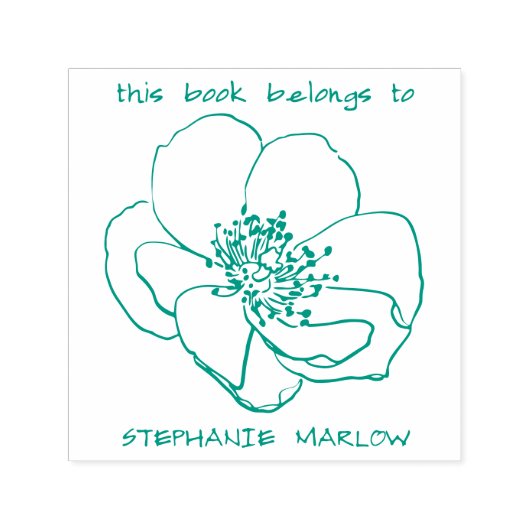 Eenvoudige Typografie Rustic Wildflower Library Bo Zelfinktende Stempel (Design)