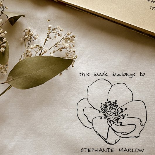 Eenvoudige Typografie Rustic Wildflower Library Bo Zelfinktende Stempel