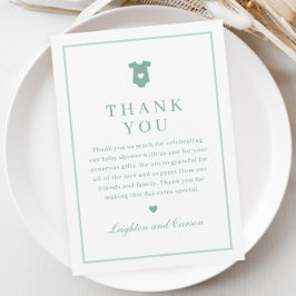 Eenvoudige typografie Sage groene babyshower Bedankkaart