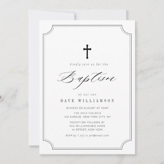 eenvoudige typografie script lijst doop uitnodigin kaart (Voorkant)