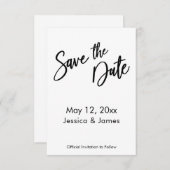 Eenvoudige Typografie Sla de datum zwart-wit op Save The Date (Voorkant / Achterkant)