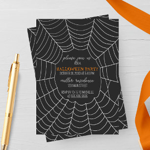 Eenvoudige Typografie Spiderweb Halloween Party Kaart