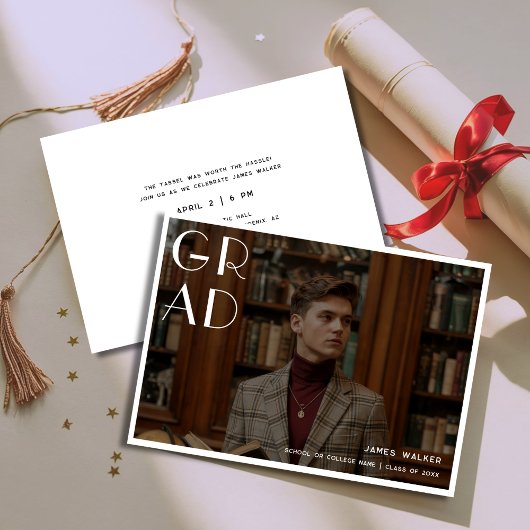 Eenvoudige Typografie Stijl Retro Afstuderen Foto Kaart