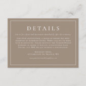 Eenvoudige Typografie Taupe Formele Bruiloft Detai Informatiekaartje (Voorkant)