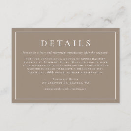 Eenvoudige Typografie Taupe Formele Bruiloft Detai Informatiekaartje