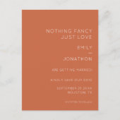 Eenvoudige typografie Terracotta Wedding Save the  Aankondigingskaart (Voorkant)