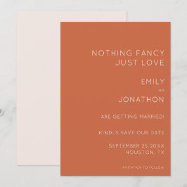 Eenvoudige typografie Terracotta Wedding Save the  Date