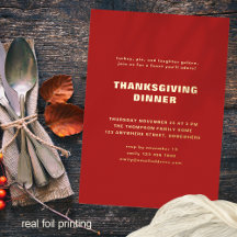 Eenvoudige Typografie Thanksgiving Diner Rood Echt