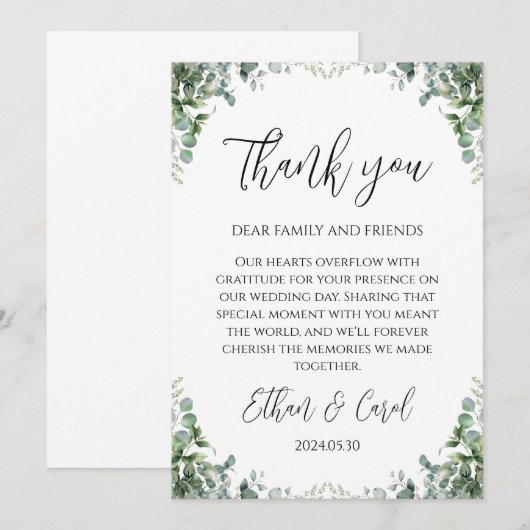 eenvoudige typografie trouw dankkaarten bedankkaart (Voorkant / Achterkant)