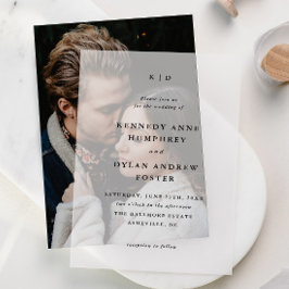 Eenvoudige Typografie Trouwmonogram Vellum Uitnodigingen