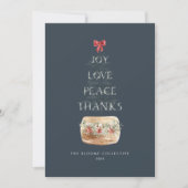 Eenvoudige Typografie van de Navy Silver-kerstboom Feestdagenkaart (Voorkant)