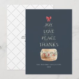 Eenvoudige Typografie van de Navy Silver-kerstboom Feestdagenkaart