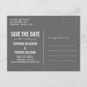 EENVOUDIGE TYPOGRAFIE VERTICALE BESPAAR HET DATUM AANKONDIGINGSKAART (Achterkant)