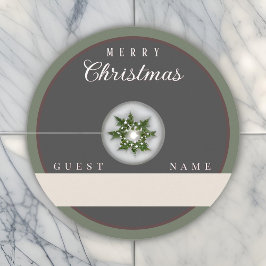 Eenvoudige typografie Vrolijk Kerstfeest Wijnglaslabel