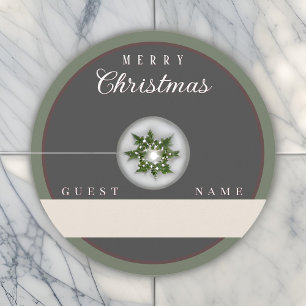 Eenvoudige typografie Vrolijk Kerstfeest Wijnglaslabel