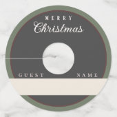 Eenvoudige typografie Vrolijk Kerstfeest Wijnglaslabel (Voorkant)