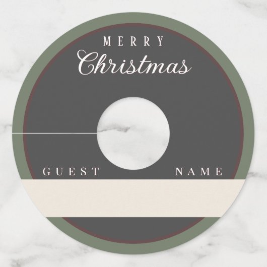 Eenvoudige  typografie Vrolijk Kerstfeest Wijnglaslabel (Voorkant)