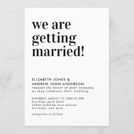 Eenvoudige typografie We zijn Getting Married Wedd Kaart