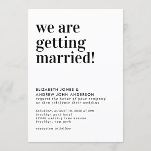 Eenvoudige typografie We zijn Getting Married Wedd Kaart