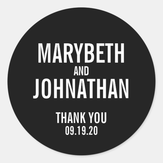 Eenvoudige Typografie Wedden Favor Bedankt Sticker (Voorkant)