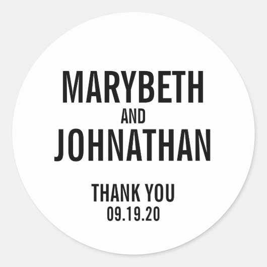 Eenvoudige Typografie Wedden Favor Bedankt Sticker (Voorkant)